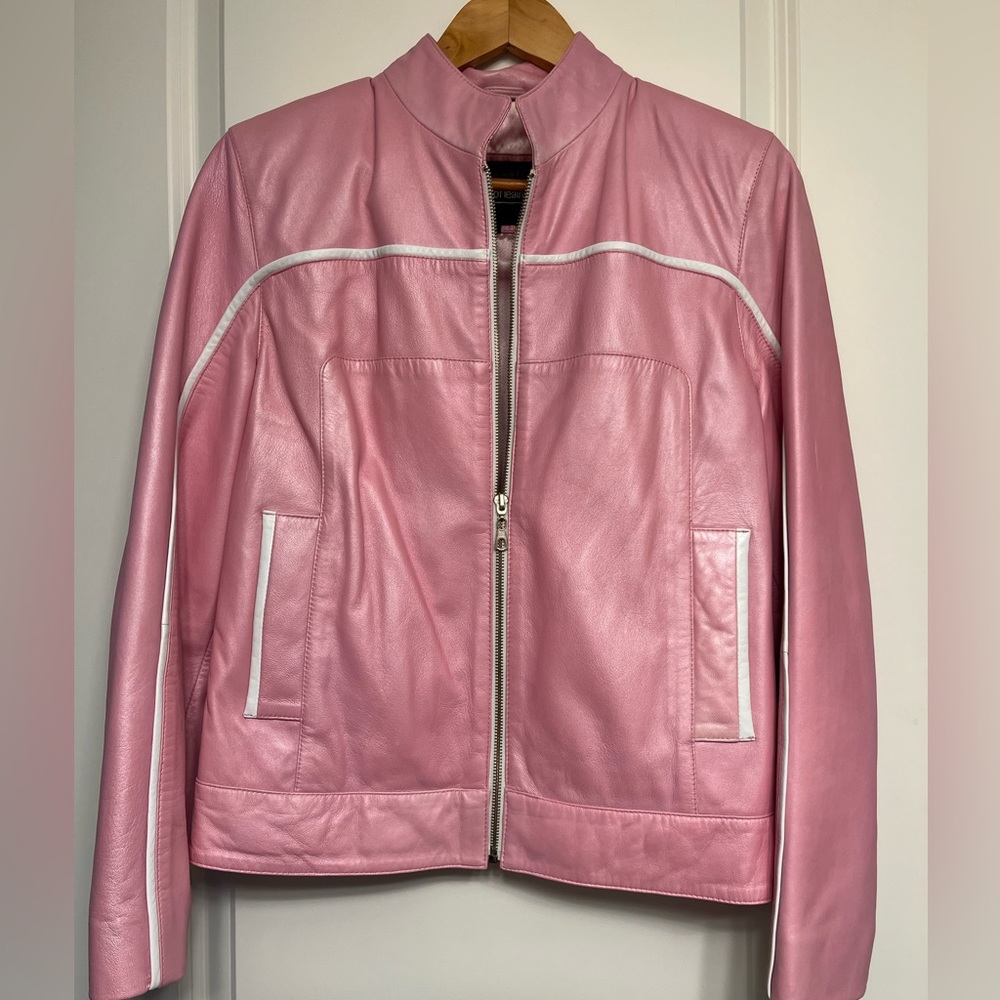 Boutique of Leather Pink Moto style Leather Jacket
